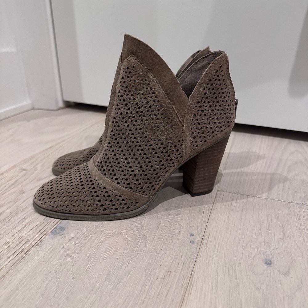 Vince Camuto Taupe Perforated Heeled Boots